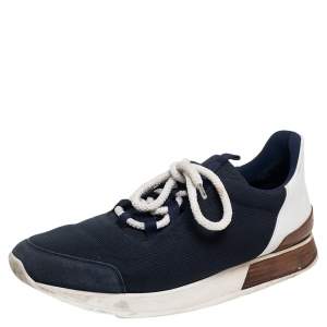 Hermés Blue/White Fabric And Leather Miles Low Top Sneakers Size 42