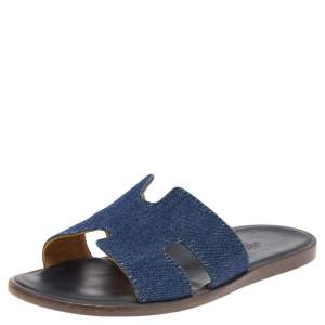 Hermés Blue Denim Izmir Flat Sandals Size 42
