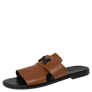 Hermés Brown Leather Izmir Sandals Size 44