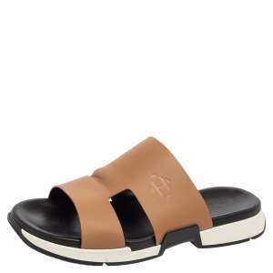 Hermes Brown Leather Varadero Sandals Size 46
