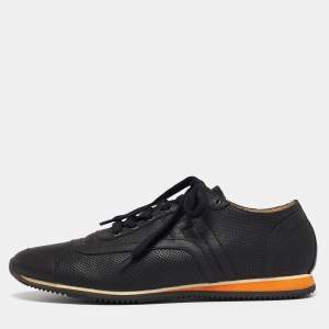 Hermes Black Leather Low Top Sneakers Size 41