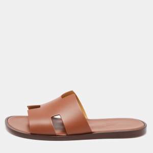 Hermes Brown Leather izmir Sandals Size 41