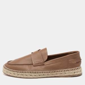 Hermes Brown Leather Trip Espadrilles Size 43