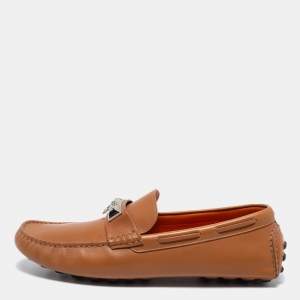 Hermes Brown Leather Slip on Loafers Size 42