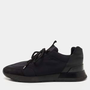 Hermes Black Suede and Nylon Miles Sneakers Size 41.5