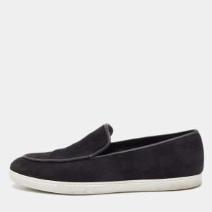 Hermes Black Perforated Suede Slip On Sneakers Size 43