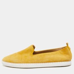 Hermes Yellow Suede Slip On Sneakers Size 43.5