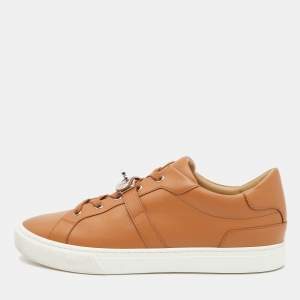 Hermes Brown Leather Day Low Top  Sneakers Size 44.5