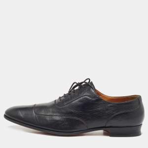 Hermes Black Leather Lace Up Oxfords Size 45