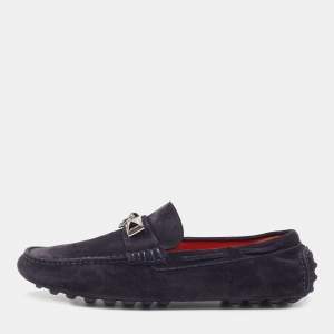 Hermes Navy Blue Suede Irving Loafers Size 41.5 