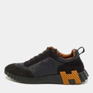 Hermes Black Suede and Neoprene Bouncing Sneakers Size 39