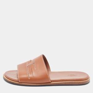 Hermes Tan Leather Slides Size 41
