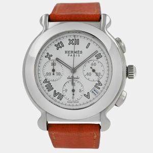 Pre Owned Hermes Kepler Chronograph KP1.910 Automatic White Stainless Steel Men's Wristwatch 40 mm