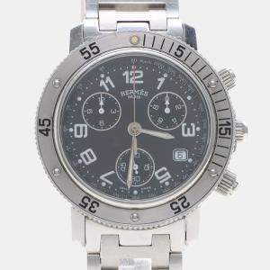 مملوكة مسبقًا Hermes Clipper Chronograph CL2.910 Automatic Black Stainless Steel Men's Wristwatch 40mm