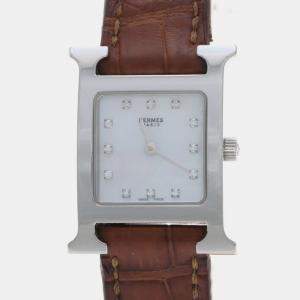 مملوكة مسبقًا Hermes Heure H HH1.210 Quartz Diamond Stainless Steel Women's Wristwatch 21mm
