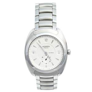 Hermes Silver White Stainless Steel Dressage DR5.71B Men's Wristwatch 40 mm