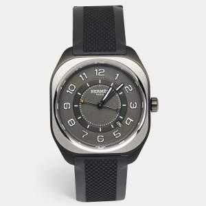 Hermes Black Bicolor Titanium Rubber H08 049428WW00 Men's Wristwatch 39 mm