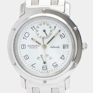 Hermes White Stainless Steel Clipper CL5.710 Quartz Men's Wristwatch 36 mm