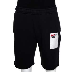 Heron Preston  Black Cotton Knit Elasticized Waist Shorts M