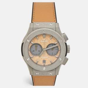 Hublot Tan Dial Grey Concrete Sand Camel Leather Limited Edition Classic Fusion Year of The Fiftieth 521.XC.0570.VR.UAE21 Men's Wristwatch 45 mm