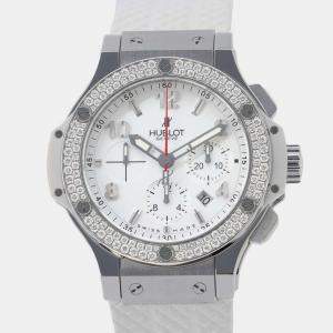 Hublot White Dia Stainless Steel Rubber Big Bang St. Moritz Bezel Diamond W44mm l 301.SE.030.RW.114