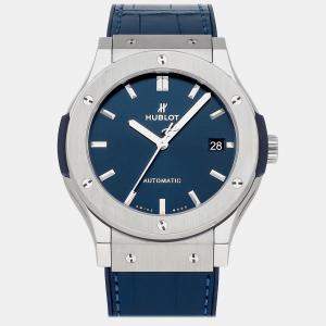 Hublot Blue Stainless Steel Classic Fusion 511.NX.7170.LR Automatic Men's Wristwatch 42 mm