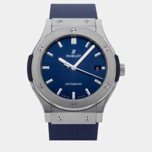 Hublot Blue Titanium Classic Fusion 511.NX.7170.RX Automatic Men's Wristwatch 45 mm