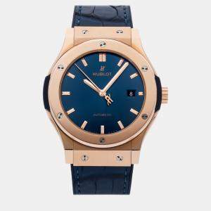 Hublot Blue 18k Rose Gold Classic Fusion 542.OX.7180.LR Automatic Men's Wristwatch 42 mm