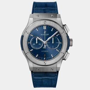 Pre Owned Hublot Classic Fusion 541.NX.7170.LR Automatic Blue Titanium Men’s Wristwatch 42 mm