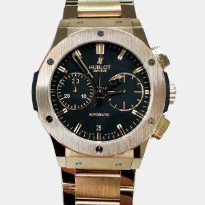 Pre Owned Hublot Classic Fusion 521.OX.1180.OX Automatic Black 18K Rose Gold Men's Wristwatch 45 mm