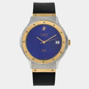Pre Owned Hublot MDM Classic 1581.2 Automatic Blue 18k Yellow Gold Stainless Steel Men's Wristwatch 36 mm
