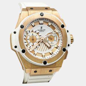 Pre Owned Hublot Big Bang King Power Foudroyante 715.OE.2118.RW Automatic White 18k Rose Gold Men's Wristwatch 48 mm