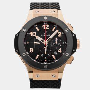 مملوكة مسبقًا Pre-Owned Hublot Big Bang Chronograph 301.PB.131.RX Black Automatic 18k Rose Gold Men's Wristwatch 44 MM