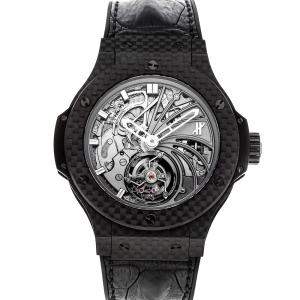 Hublot Silver Carbon Big Bang Tourbillon Minute Repeater Limited Edition 304.QX.1140.HR Men's Wristwatch 44 MM
