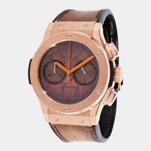 Hublot Brown 18K Rose Gold Berluti Scritto King Gold 521.OX.0500.VR.BER17 Men's Wristwatch 45 mm