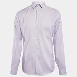 Hugo Boss Light Purple Patterned Cotton Sharp Fit Shirt XL