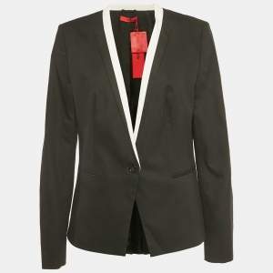 Pre Owned Hugo Boss Black Gabardine Single Breasted Blazer S