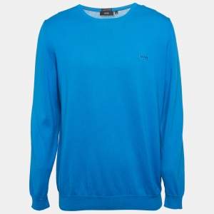 Boss Hugo Boss Blue Cotton Knit Long Sleeve Sweatshirt XL