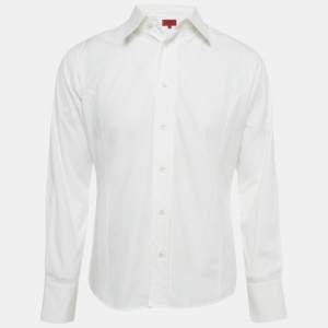 Pre Owned Hugo Boss White Cotton Long Sleeve Shirt M