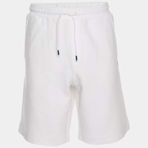 Pre Owned Hugo Boss White Jersey Logo Embroidered Drawstring Shorts XL