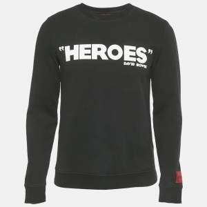 Pre Owned Hugo Boss Black Printed Cotton Deroes Sweatshirt S