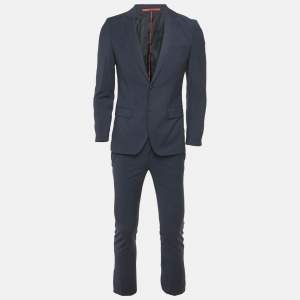مملوكة مسبقًا Hugo Boss Blue Wool Blend Extra Slim Fit Suit XS
