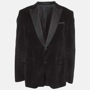 مملوكة مسبقًا Boss by Hugo Boss Black Velvet Blazer 2XL