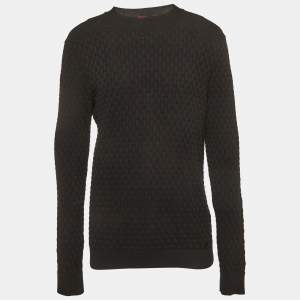 مملوكة مسبقًا Hugo Boss Black Basket Knit Crewneck Sweatshirt L