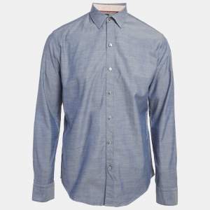 Pre Owned Hugo Boss Blue Cotton Sharp Fit Robbie Shirt L
