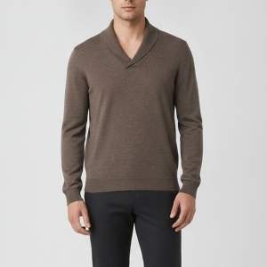 مملوكة مسبقًا Boss by Hugo Boss Grey Wool Knit Shawl Collar Balas Jumper M