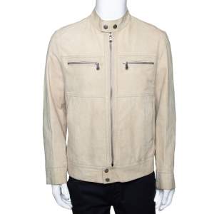 Boss By Hugo Boss Beige Suede Zip Front Calen Jacket XL