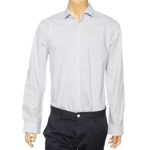 Hugo by Hugo Boss White All Over Logo Printed Cotton Button Front Shirt L