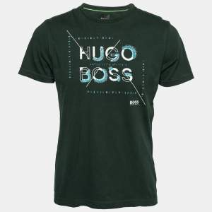 Hugo Boss Green Cotton Logo Printed Short Sleeve T-Shirt M
