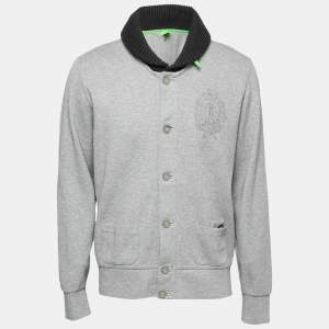 Pre Owned Boss by Hugo Boss Grey Cotton Button Front Jacket L